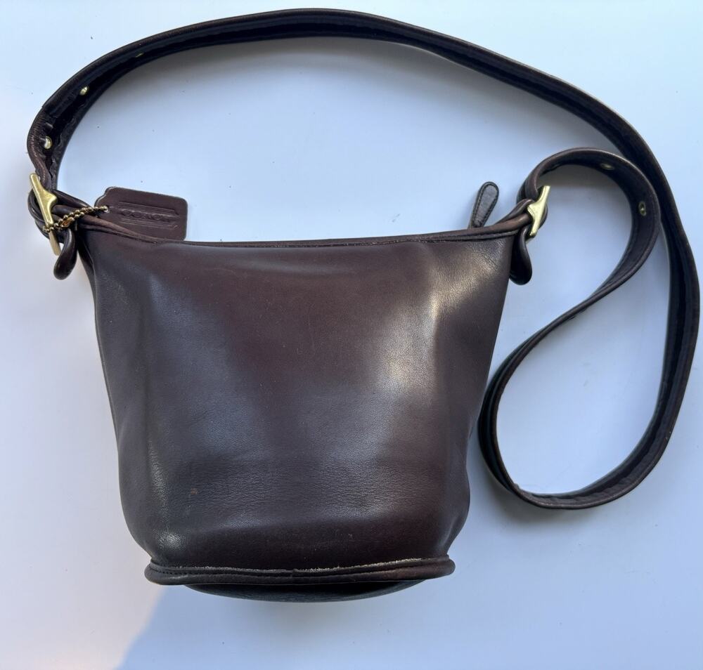 Coach Maggie Bucket Shoulder Bag Purse Chocolate Brown 9019 Glove Leather 90's